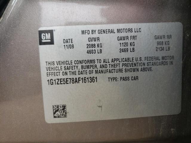 1G1ZE5E78AF161361 - 2010 CHEVROLET MALIBU LTZ თაფლისფერი ფოტო 13