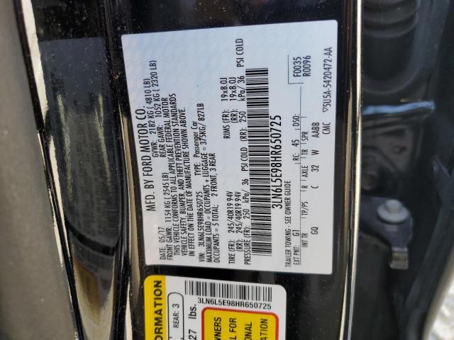 3LN6L5E98HR650725 - 2017 LINCOLN MKZ RESERVE 黑色 照片 12