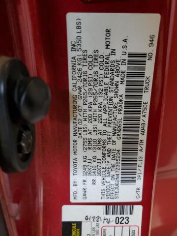 5TEJU62N47Z395234 - 2007 TOYOTA TACOMA DOUBLE CAB PRERUNNER ORANGE photo 12