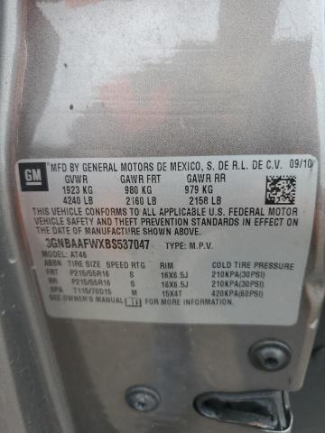 3GNBAAFWXBS537047 - 2011 CHEVROLET HHR LS 灰色 照片 12