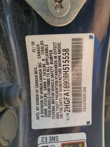 2HGFA16908H515558 - 2008 HONDA CIVIC EXL BLUE photo 13