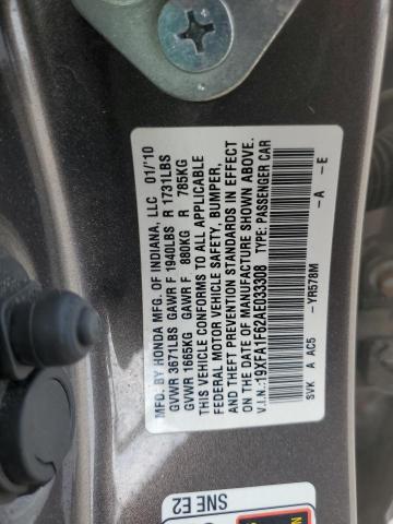 19XFA1F62AE033308 - 2010 HONDA CIVIC LX-S Gris photo 13