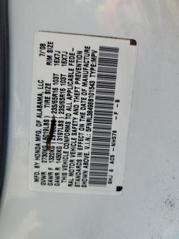 5FNRL38498B101543 - 2008 HONDA ODYSSEY EX WHITE photo 13