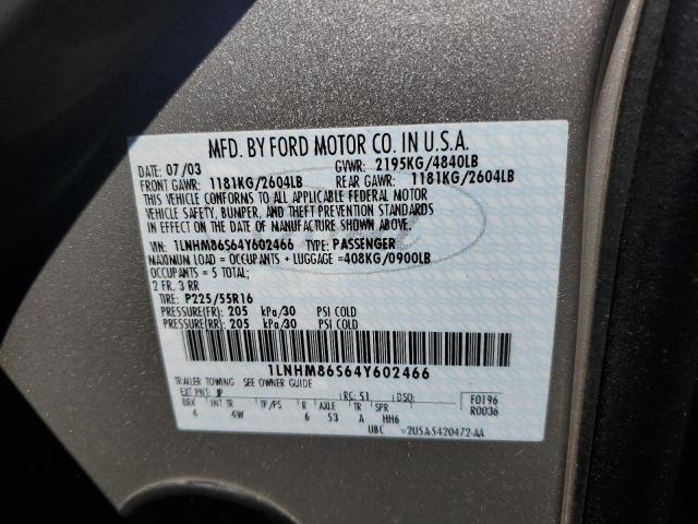 1LNHM86S64Y602466 - 2004 LINCOLN LS Gümüş foto 12