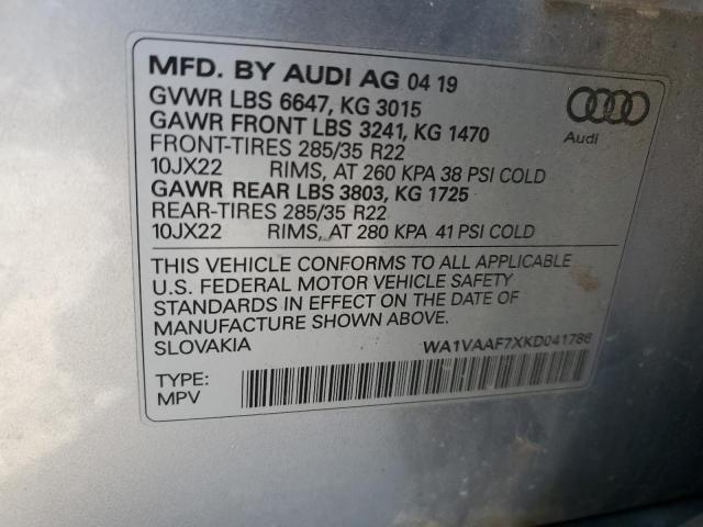 WA1VAAF7XKD041786 - 2019 AUDI Q7 PRESTIGE SILVER photo 14