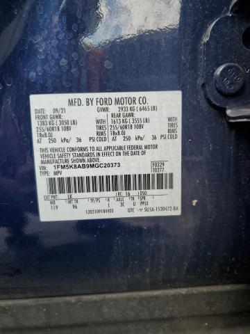 1FM5K8AB9MGC20373 - 2021 FORD EXPLORER POLICE INTERCEPTOR 蓝色 照片 12