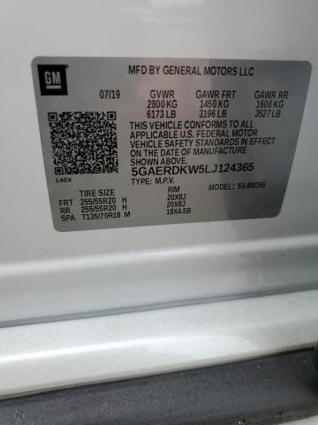 5GAERDKW5LJ124365 - 2020 BUICK ENCLAVE AVENIR WHITE photo 13