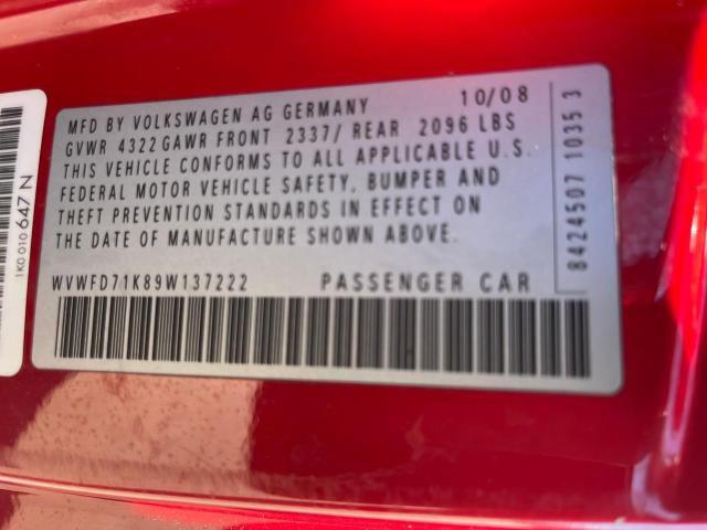 WVWFD71K89W137222 - 2009 VOLKSWAGEN GTI RED photo 10