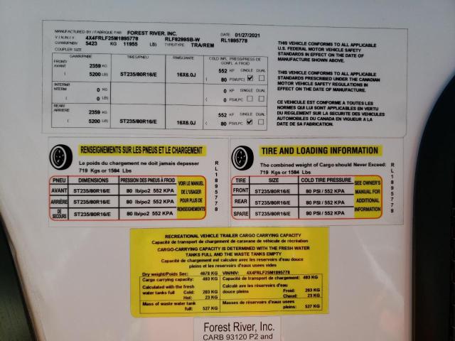 4X4FRLF25M1895778 - 2021 FORR ROCKWOOD 双色 照片 10
