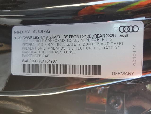 WAUE1GFF1LA104967 - 2020 AUDI QUATTRO PREMIUM PLUS BLACK photo 13