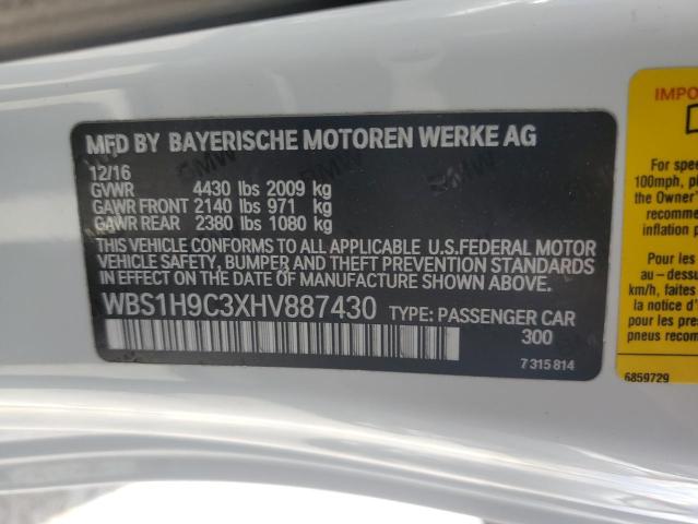 WBS1H9C3XHV887430 - 2017 BMW M2 WHITE photo 12