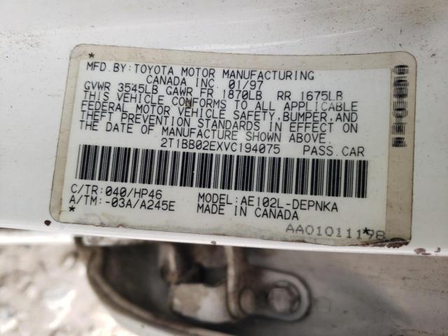 2T1BB02EXVC194075 - 1997 TOYOTA COROLLA DX WHITE photo 13