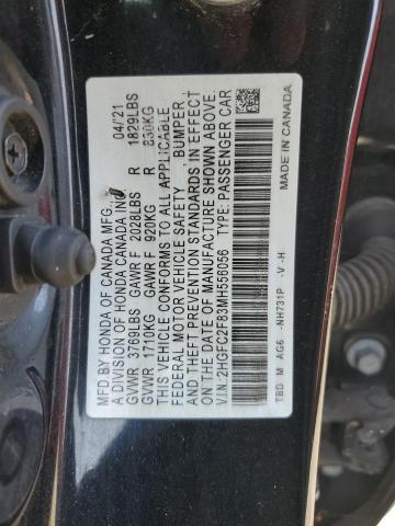 2HGFC2F83MH556056 - 2021 HONDA CIVIC SPORT BLACK photo 13