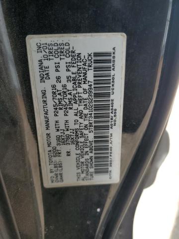 5TBRT34102S239947 - 2002 TOYOTA TUNDRA ACCESS CAB შავი ფოტო 12