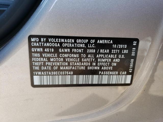 1VWAS7A39EC037549 - 2014 VOLKSWAGEN PASSAT S SILVER photo 12