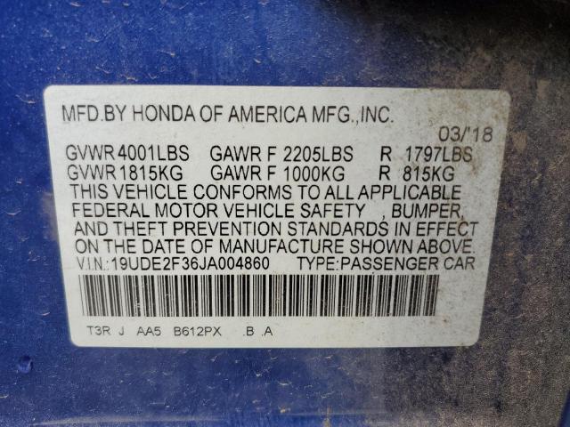 19UDE2F36JA004860 - 2018 ACURA ILX BASE WATCH PLUS BLUE photo 12