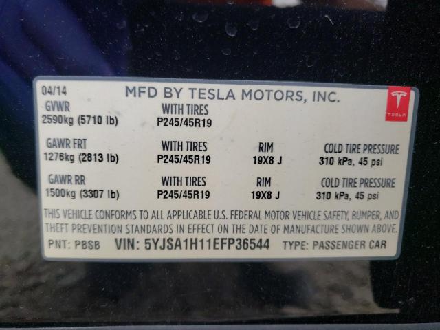 5YJSA1H11EFP36544 - 2014 TESLA MODEL S Սև լուսանկար 12