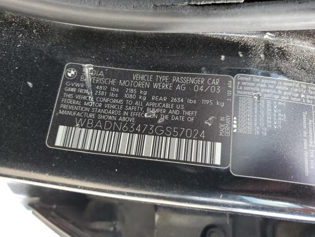 WBADN63473GS57024 - 2003 BMW 540 I AUTOMATIC BLACK photo 12