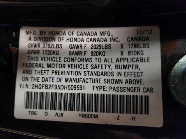 2HGFB2F95DH509591 - 2013 HONDA CIVIC EXL BROWN photo 12