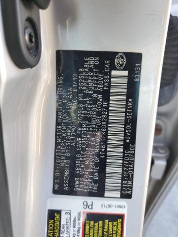 4T4BF1FK6DR282716 - 2013 TOYOTA CAMRY L SILVER photo 12