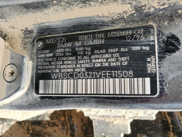 WBSCD0321VEE11508 - 1997 BMW M3 AUTOMATIC BLACK photo 12