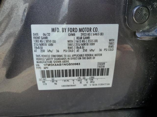 1FM5K8AB1NGB50983 - 2022 FORD EXPLORER POLICE INTERCEPTOR 灰色 照片 13