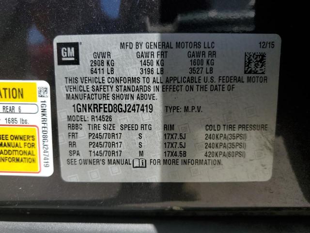 1GNKRFED8GJ247419 - 2016 CHEVROLET TRAVERSE LS CHARCOAL photo 13