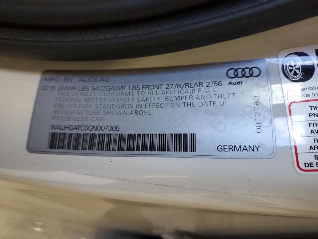 WAUHGAFC0GN007305 - 2016 AUDI A6 PRESTIGE თეთრი ფოტო 12