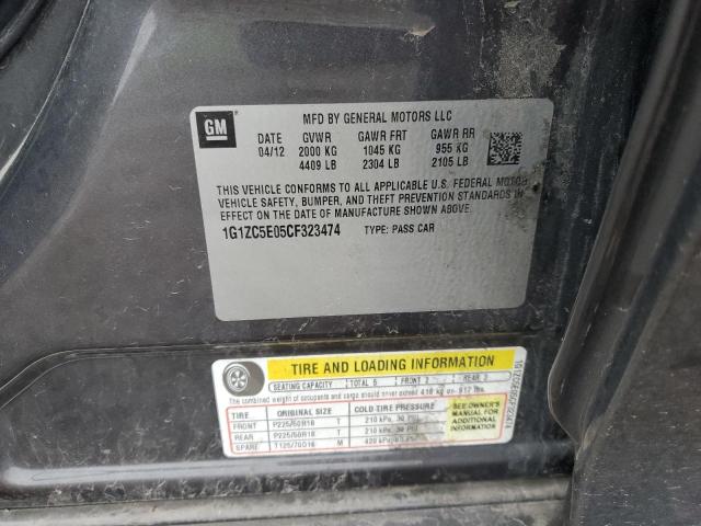 1G1ZC5E05CF323474 - 2012 CHEVROLET MALIBU 1LT GRAY photo 12