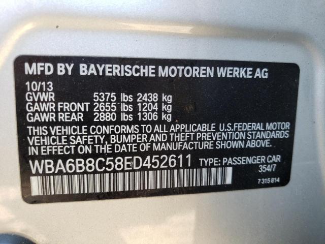 WBA6B8C58ED452611 - 2014 BMW 640 XI GRAN COUPE SILVER photo 12