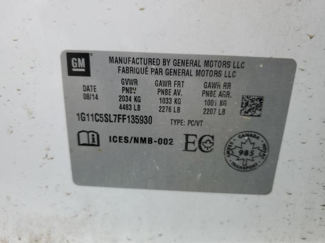 1G11C5SL7FF135930 - 2015 CHEVROLET MALIBU 1LT 白色 照片 13