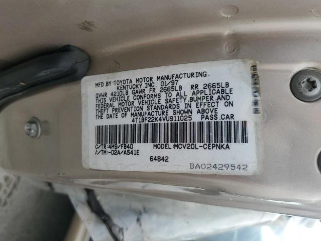 4T1BF22K4VU911025 - 1997 TOYOTA CAMRY CE TAN photo 12