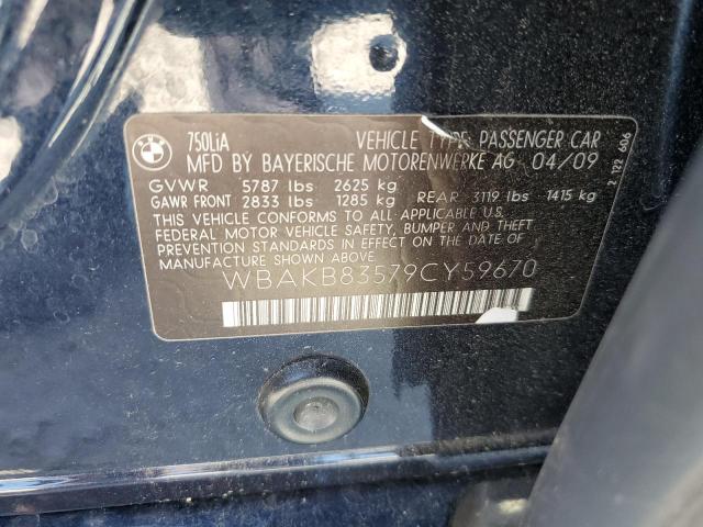 WBAKB83579CY59670 - 2009 BMW 750 LI BLUE photo 12