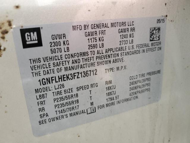 1GNFLHEK3FZ136712 - 2015 CHEVROLET EQUINOX LTZ GOLD photo 13