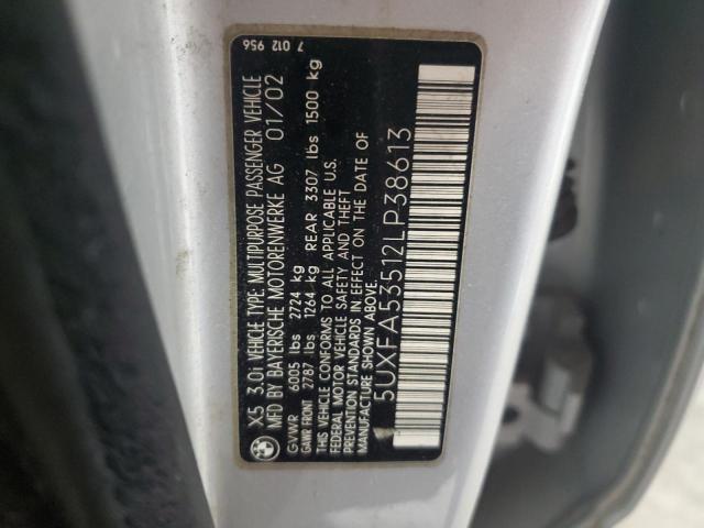 5UXFA53512LP38613 - 2002 BMW X5 3.0I SILVER photo 13