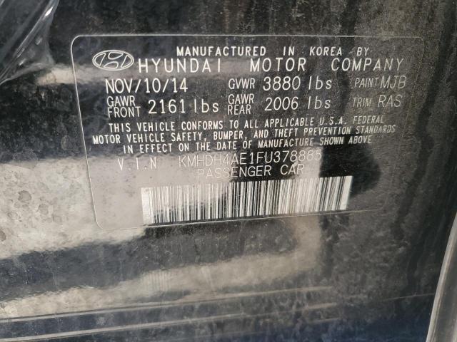 KMHDH4AE1FU378885 - 2015 HYUNDAI ELANTRA SE BLACK photo 12