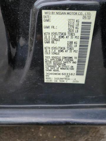 5N1AR1NB5BC603582 - 2011 NISSAN PATHFINDER S BLACK photo 13