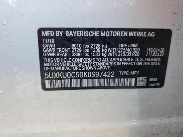 5UXKU0C59K0S97422 - 2019 BMW X6 SDRIVE35I WHITE photo 13