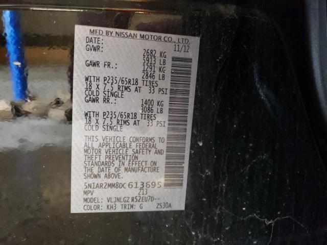 5N1AR2MM8DC613695 - 2013 NISSAN PATHFINDER S BLACK photo 14