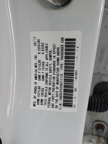 1HGCR2F83HA271119 - 2017 HONDA ACCORD EXL WHITE photo 12