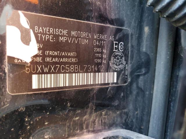 5UXWX7C58BL731412 - 2011 BMW X3 XDRIVE35I BLACK photo 12