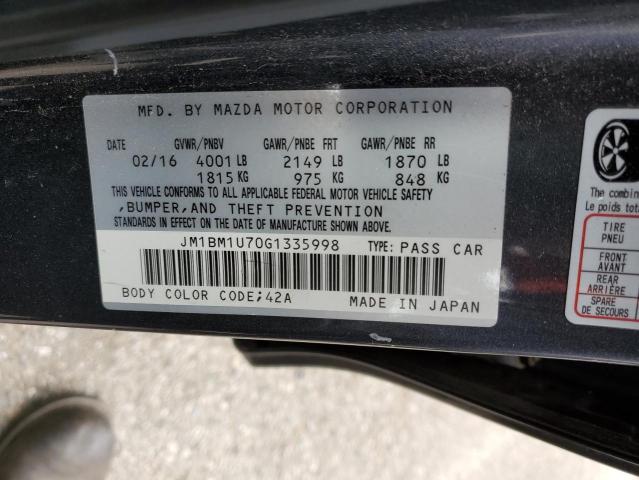 JM1BM1U70G1335998 - 2016 MAZDA 3 SPORT CHARCOAL photo 12