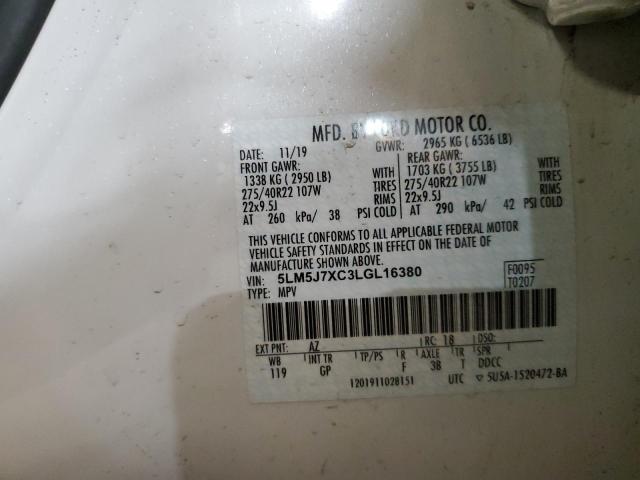 5LM5J7XC3LGL16380 - 2020 LINCOLN AVIATOR RESERVE WHITE photo 14