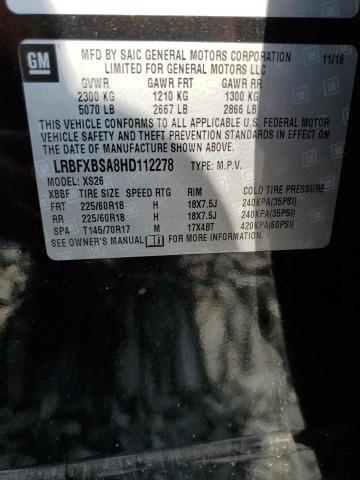 LRBFXBSA8HD112278 - 2017 BUICK ENVISION ESSENCE შავი ფოტო 12