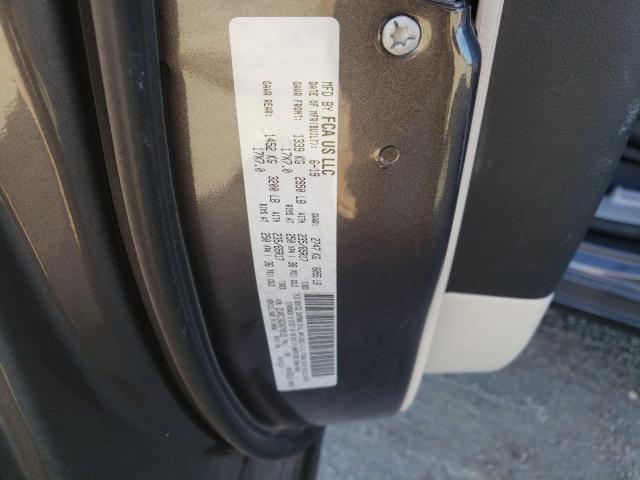 2C4RC1BG2KR749129 - 2019 CHRYSLER PACIFICA TOURING L Մոխրագույն լուսանկար 10