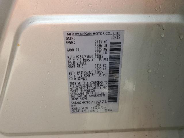 5N1AR2MM7FC716271 - 2015 NISSAN PATHFINDER S SILVER photo 14