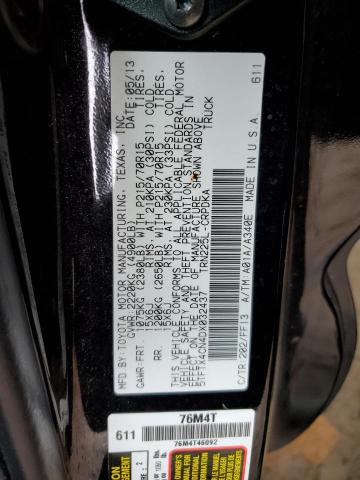 5TFTX4CN4DX032437 - 2013 TOYOTA TACOMA ACCESS CAB შავი ფოტო 12