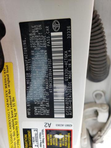 4T1BK3DB3BU431357 - 2011 TOYOTA AVALON BASE 白色 照片 12