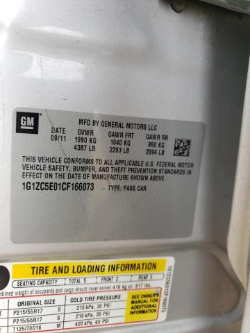 1G1ZC5E01CF166073 - 2012 CHEVROLET MALIBU 1LT 银色 照片 12