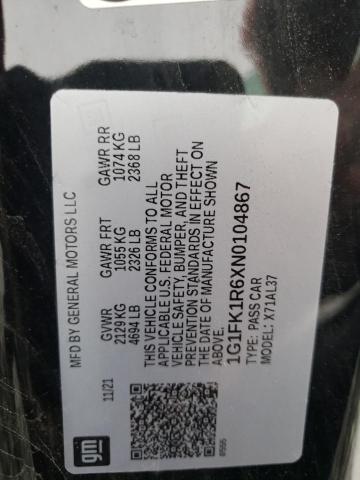 1G1FK1R6XN0104867 - 2022 CHEVROLET CAMARO ZL1 黑色 照片 12